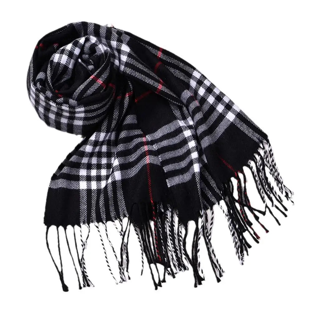 Châle d'hiver chaud à carreaux de style britannique pour femmes et hommes, écharpe de luxe, long châle chaud à pompons, couverture pashmina, accessoires, cadeau pour ami