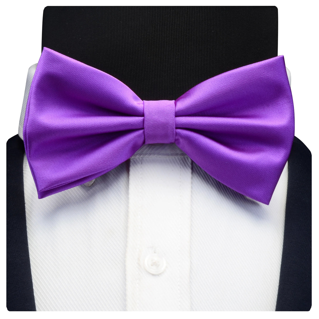 GUSLESON Nœud papillon pré-noué en soie solide pour homme Violet Noir Jaune Nœud papillon double pli Imperméable Mariage Affaires Nœud papillon