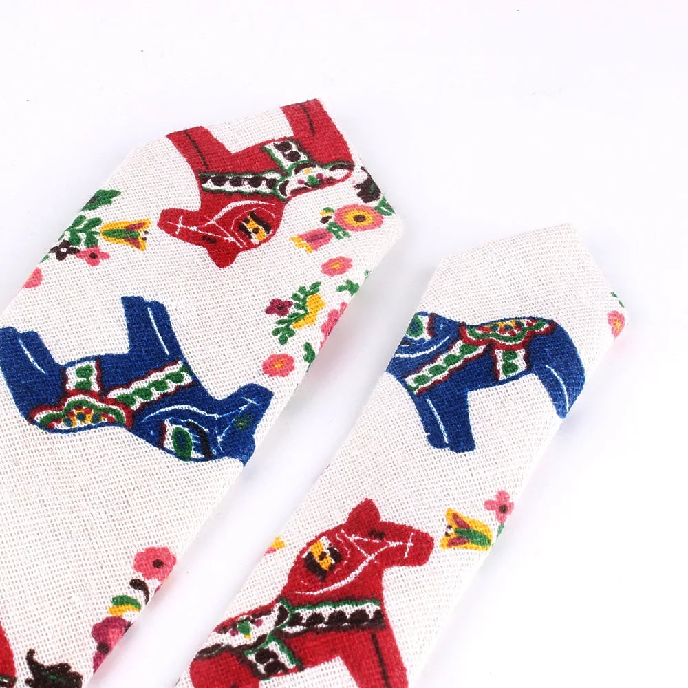 Nouvelles cravates imprimées de créateur, cravates étroites décontractées pour hommes, cravates en coton floral de fête hip-hop, cravate fine