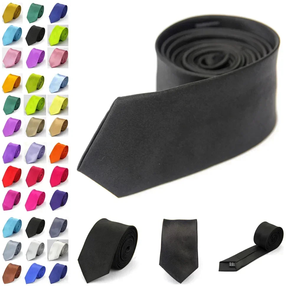 Narrow Ties for Men Women 5cm (2") Skinny Wedding Black Blue Red Pink White Purple Green Gray Piano Skull Slim Necktie