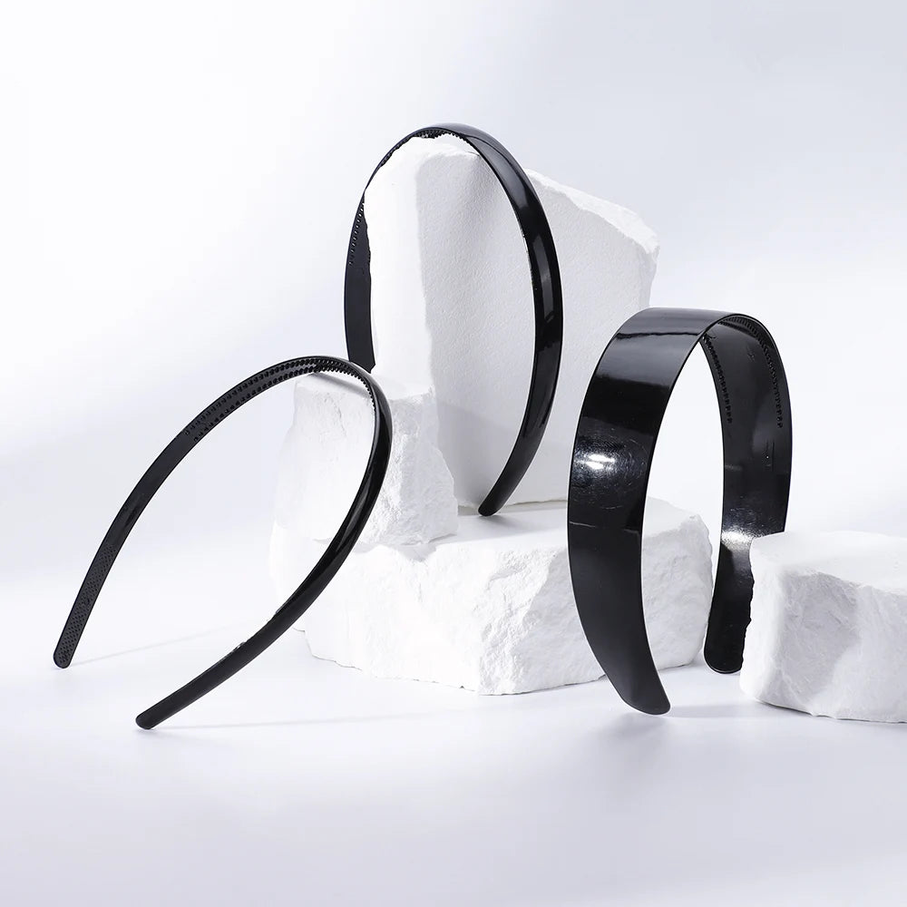1 Piece Simple Women Headbands Fashion Head Band for Girls Solid Black Color Casual Hair Accessories Plastic Headbans Wholesale