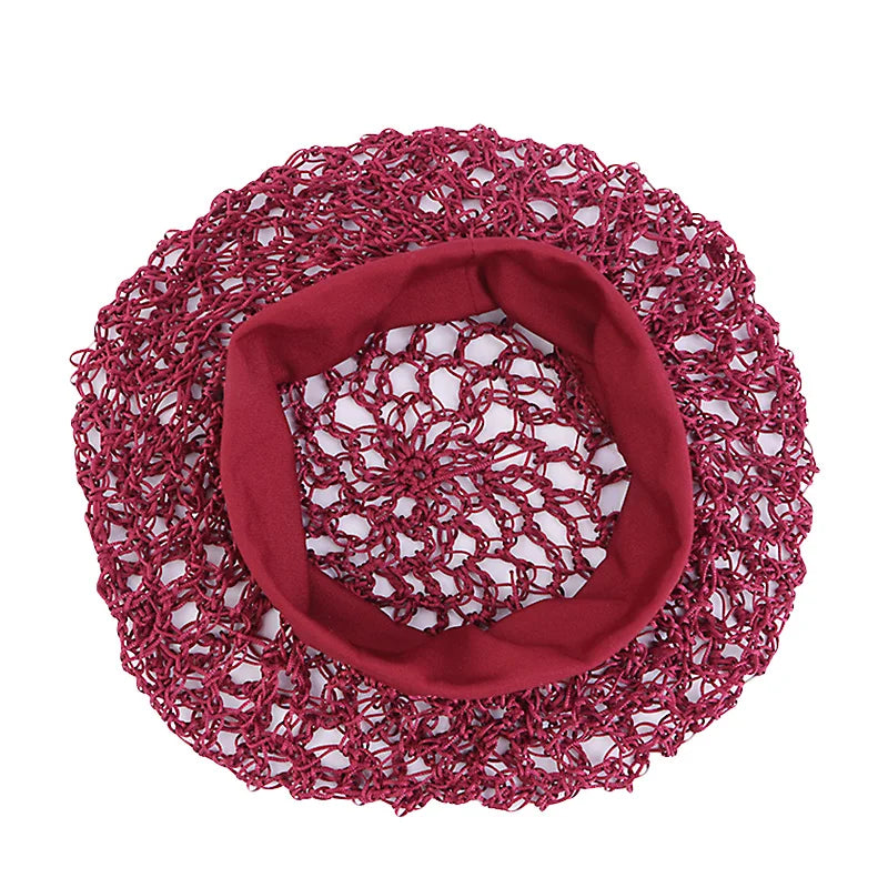 Women Stretchy Wide Band Crochet Hair Snood Mesh Net Wig Cap Head Cover Care Nightcap Pocket Wrap Dreadlock Headwear