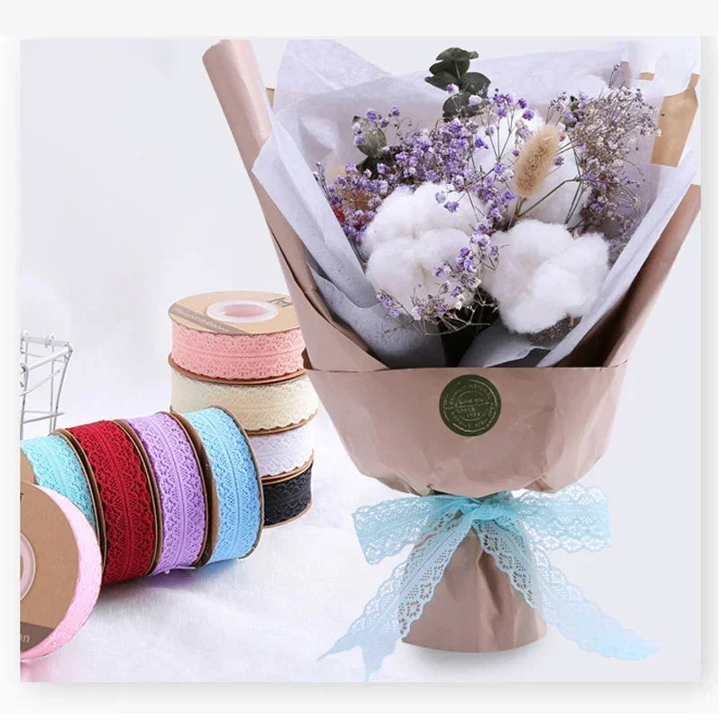Lace Trim Ribbon 1.2 Inch Wide Vintage Pattern Roll Ribbons 50 Yards for Gift Wrapping Valentine's Day Floral DIY Crafts Sewing