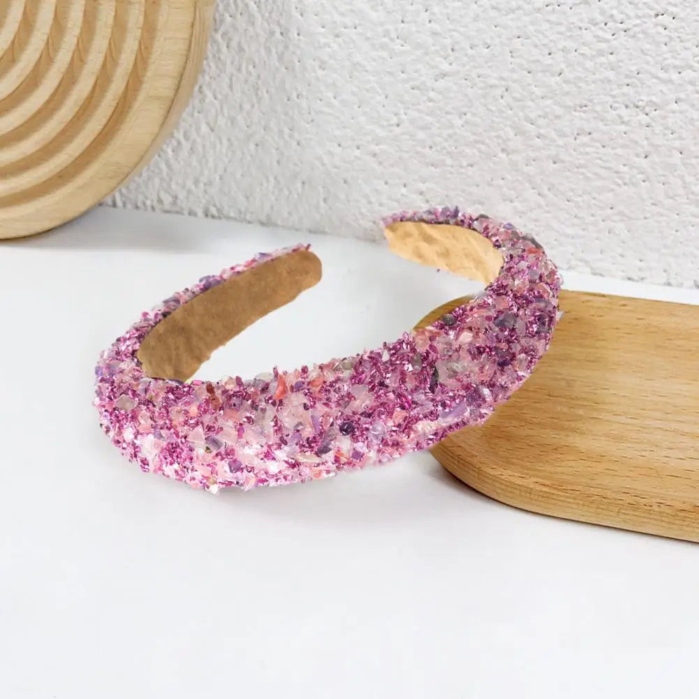Women Headband Artificial Crystal Embellished Wide Band Headwear Elastic Anti-slip Luxury Fashion Ladies Hair Hoop Accessories