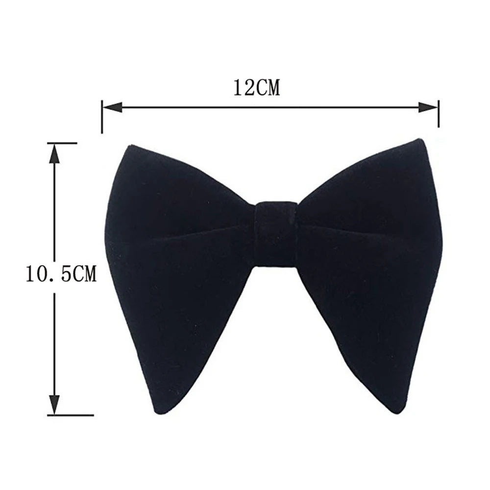 Big Bow Tie Set Velvet Bowknot For Men Pocket Square Cufflinks Set With Big Bowties Men Women Party Wedding Accessories Cravatas
