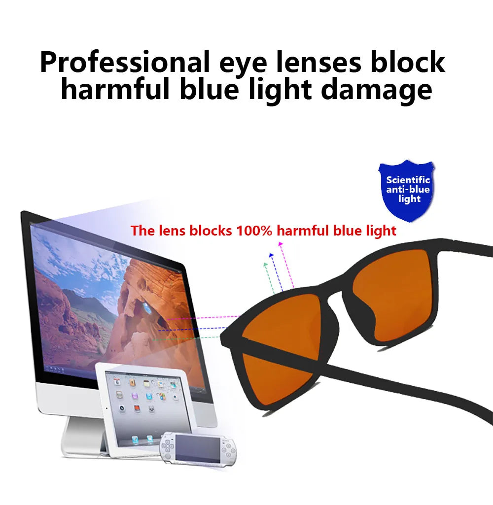 blue light Blocking 100% Orange Lens, Red Lens Computer Blue Light Blocking Luxury blocking Fashion Glasses Women Man Computer