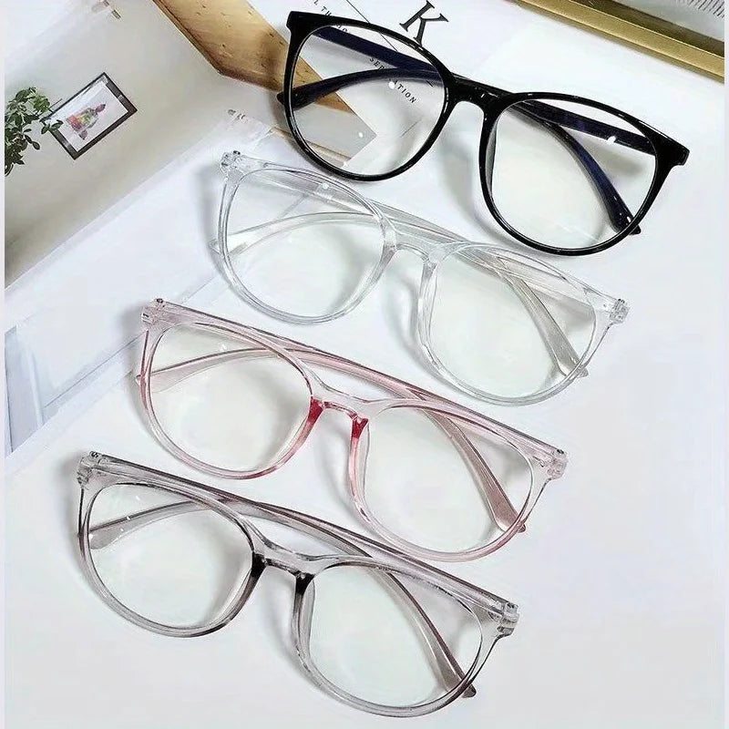2/3PCS Blue Light Blocking Glasses - Fashion Oversized Frame Glasses Round Eyeglasses, Computer Gaming Glasses for Women/Men