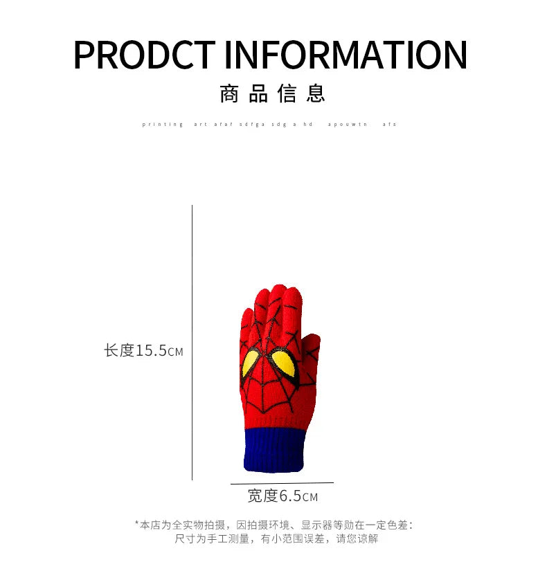 Gants d'hiver chauds pour enfants Spiderman Disney, gants tricotés de dessin animé Marvel, décoration mignonne, cadeaux de Noël pour enfants de 5 à 10 ans