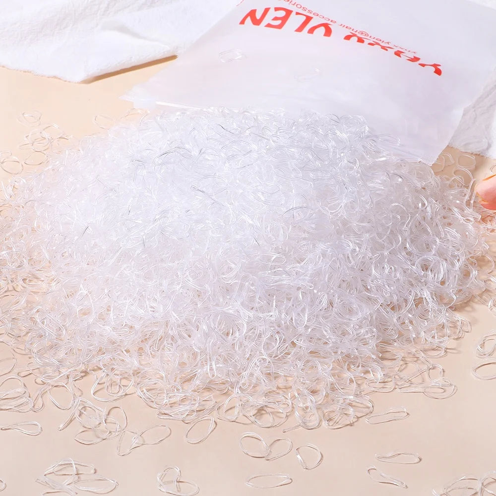Lot de 1 000 élastiques à cheveux jetables colorés pour filles, accessoires pour cheveux, élastiques pour queue de cheval