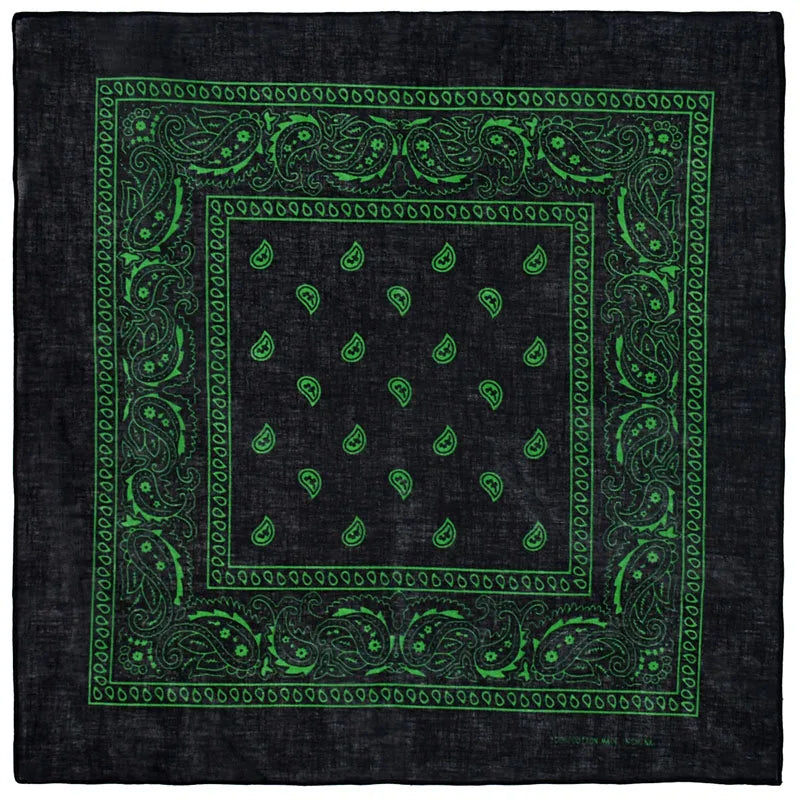 Black Hip Hop Bandana Kerchief Unisex Hair Band Neck Scarf Paisley Headwear Wrist Hairwrap Square Scarves Print Handkerchief