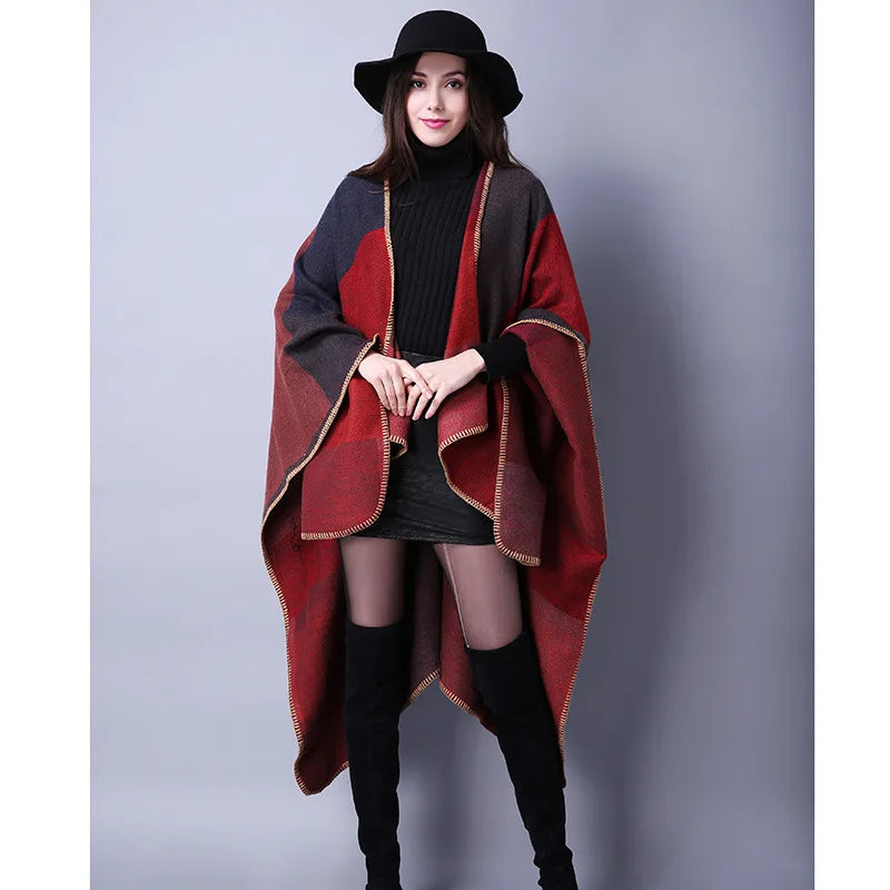 Luxus Marke Geometrische Poncho 2024 Kaschmir Schals Frauen Winter Warme Tücher und Tücher Pashmina Dicke Capes Decke Femme Schal