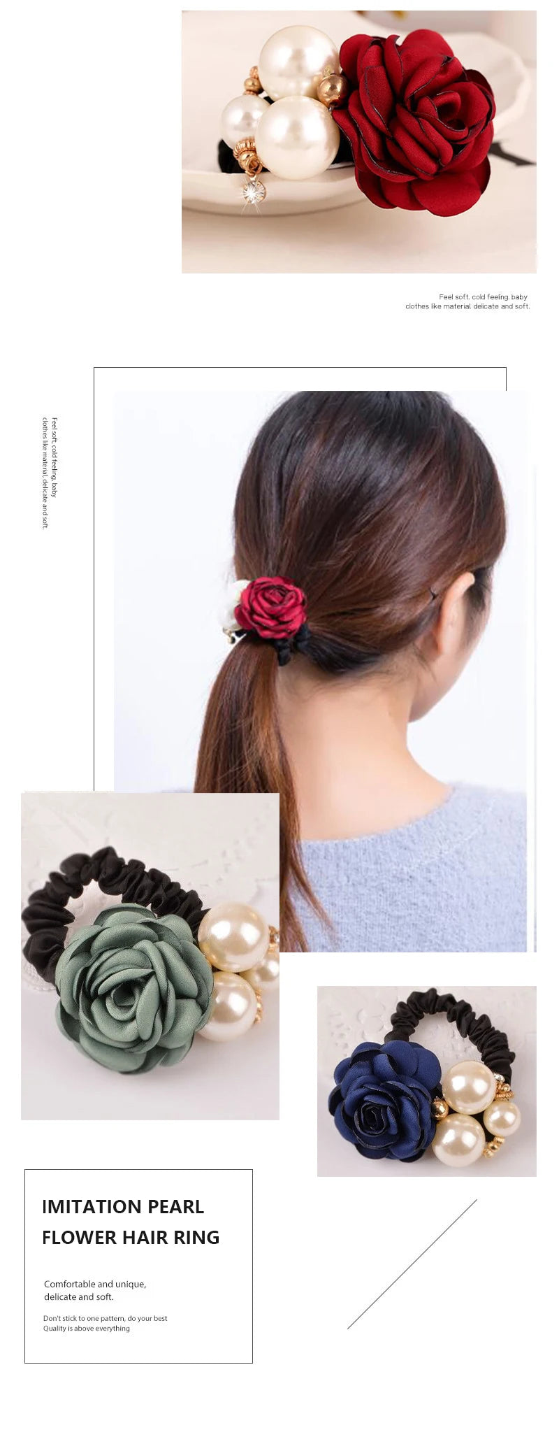 Élastiques à cheveux en forme de fleur de rose perlée, élastiques à cheveux, bandeaux en caoutchouc extensibles, bandeaux floraux, chouchous, porte-queue de cheval