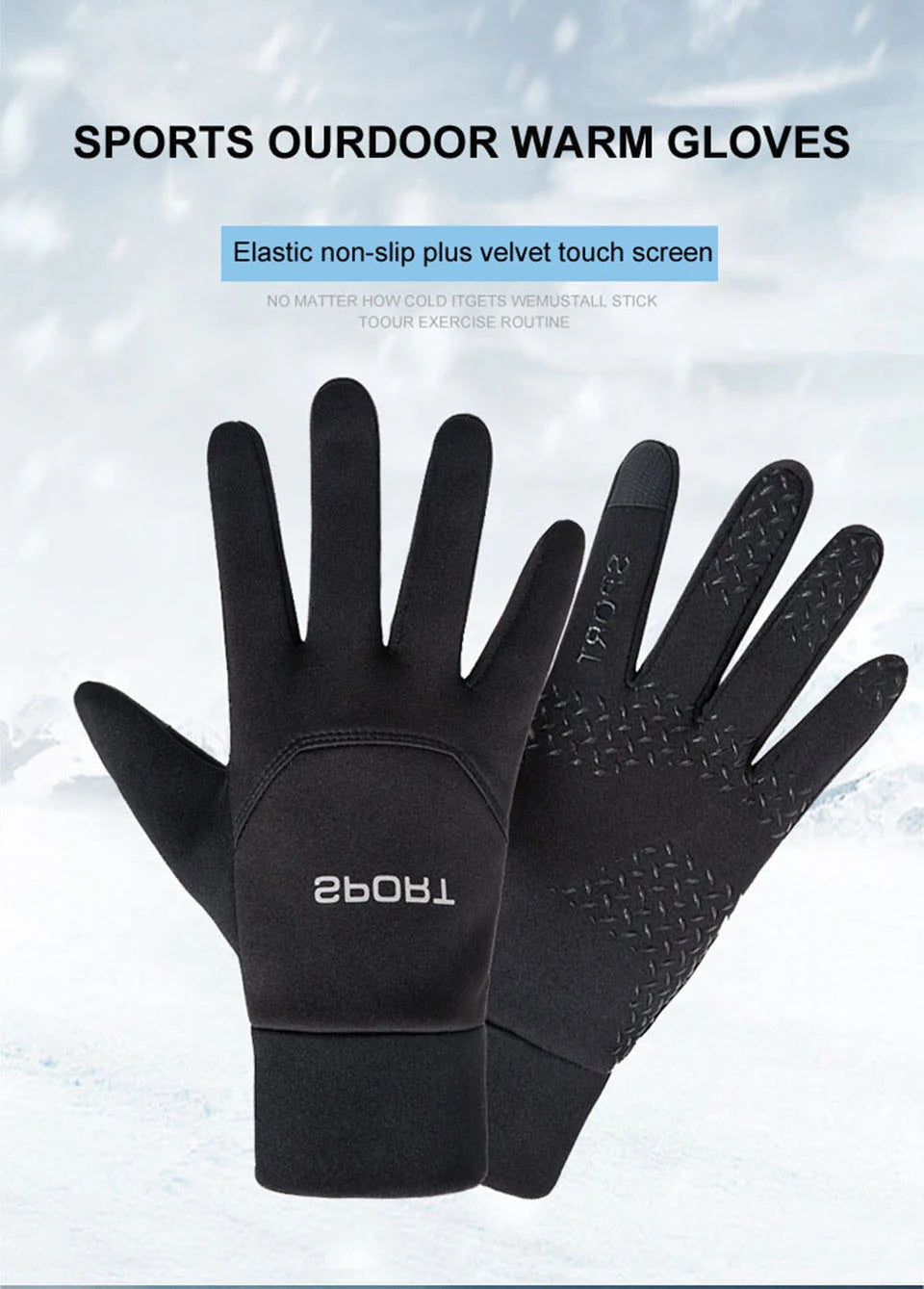 Gants de ski LOOGDEEL imperméables et coupe-vent pour l'hiver, cyclisme, course à pied, ski, gants de sport chauds, écran tactile, doigts complets, antidérapants