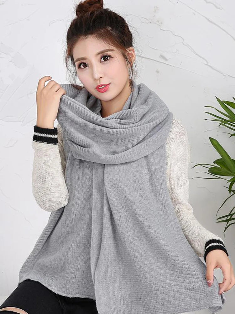 Gestrickte 2023 Herbst Winter Frauen Männer Einfarbig Schal Imitation Kaschmir Bandana Warme Weibliche Hijab Schals Bufanda Wrap Schal
