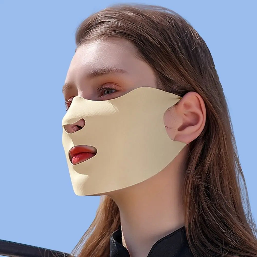 Summer Women Sunscreen Mask Outdoor Sports Cycling Breathable Washable Reusable Face Cover Double Layer Ice Silk Mask