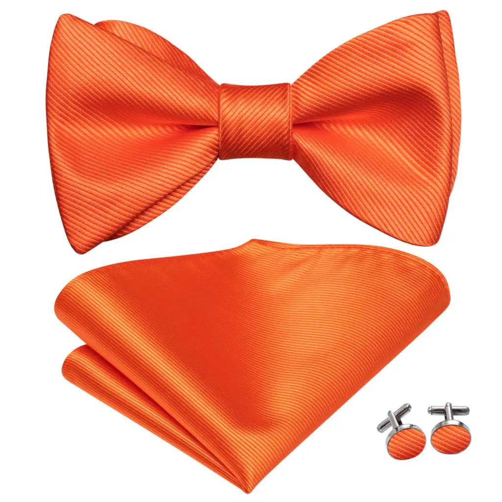 Hi-Tie Ensemble nœud papillon en soie pour homme, mouchoir et boutons de manchette, bleu, rouge, or, noir, blanc, jacquard, nœud papillon, mariage, affaires
