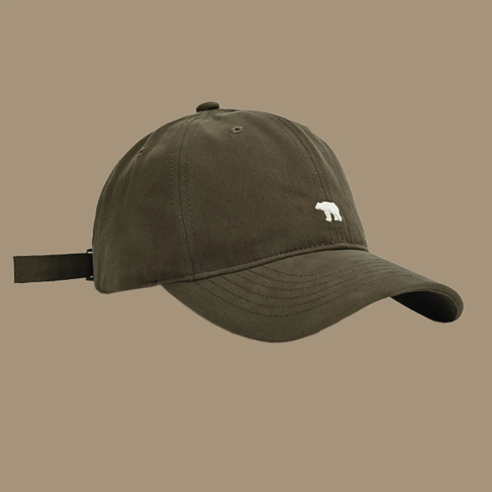 Fashionable Retro Polar Bear Embroidered Baseball Cap For Women Japanese Style Versatile Big Head Circumference Duckbill cap