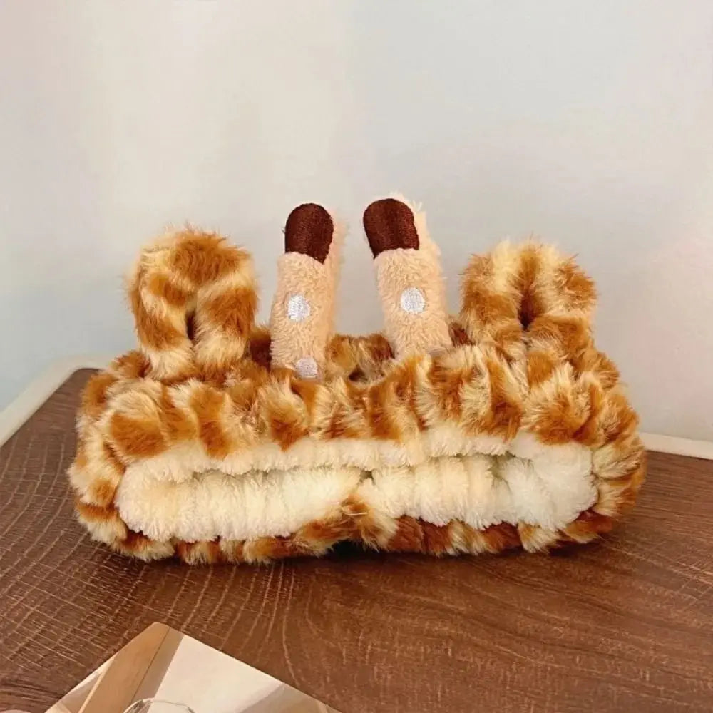 Cute Giraffe Headbands Wash Face Hair Hoops Hairbands Elastic Absorbent Wristband Skincare Hair Bands Makeup Face Wash Headbands
