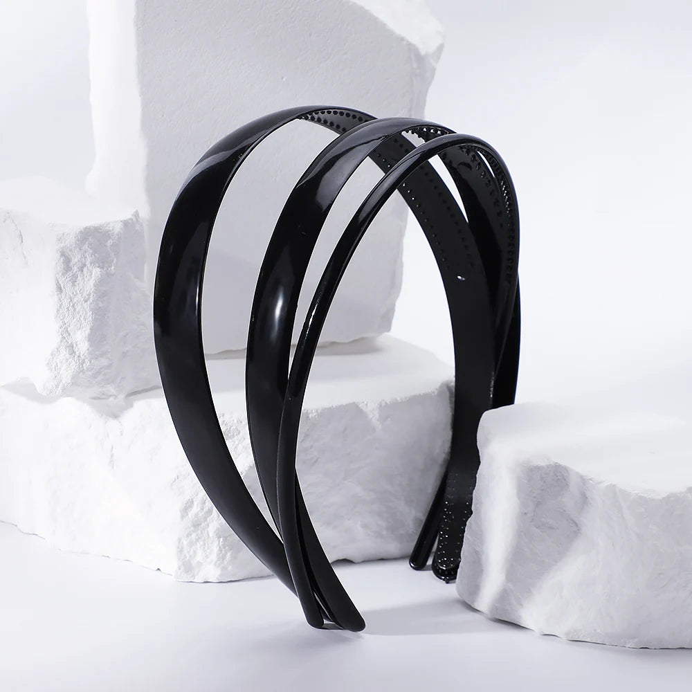1 Piece Simple Women Headbands Fashion Head Band for Girls Solid Black Color Casual Hair Accessories Plastic Headbans Wholesale