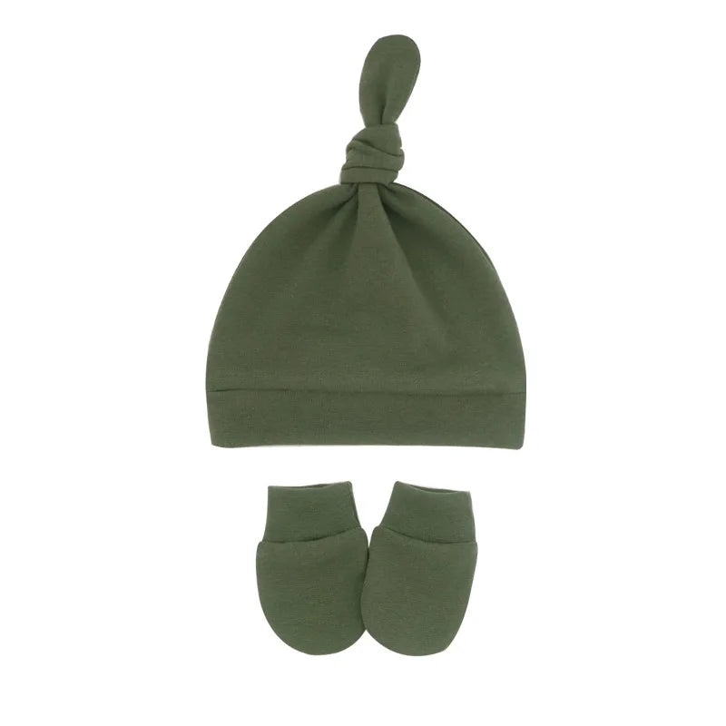 Bonnet pour nouveau-né avec gants, bonnet chaud en coton pour enfants, accessoires pour enfants, bonnet de nuit pour bébés de 0 à 6 mois, automne et hiver