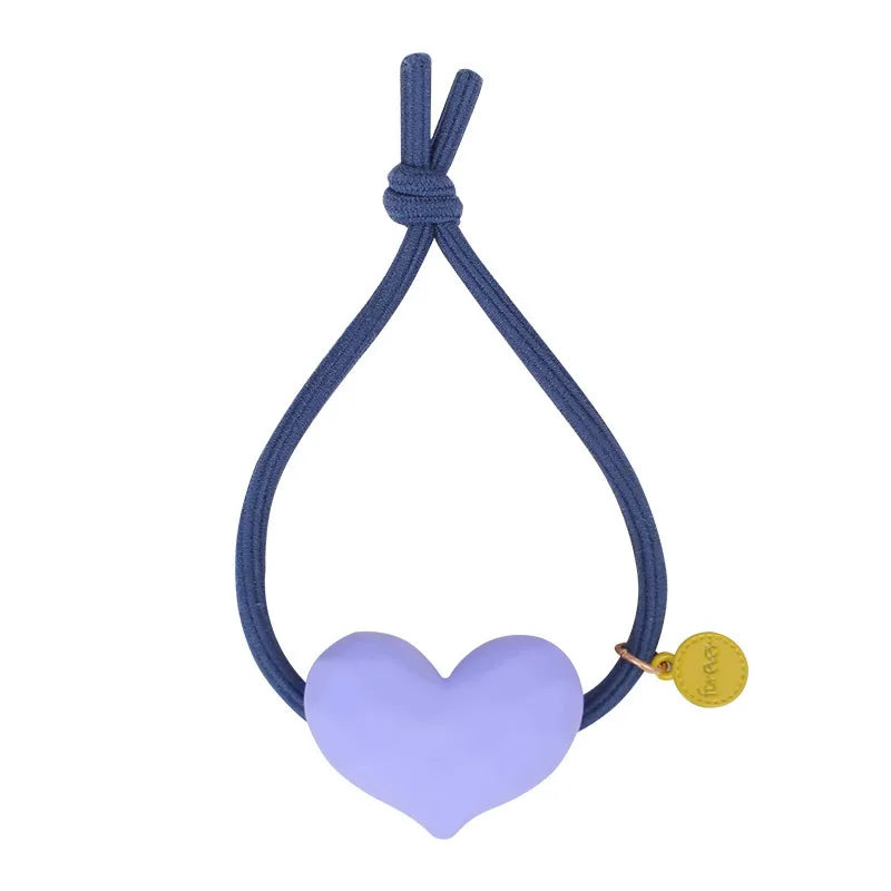 Girls Cute Heart Elastic Hair Bands Korean Hair Ties Hair Bow Scrunchies Rubber Ponytail Holder Women Hair Accessories