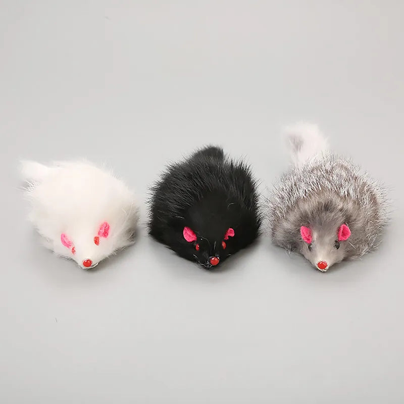 1 jouet en peluche pour chat et chien, fausse souris, 18 cm, à poils longs