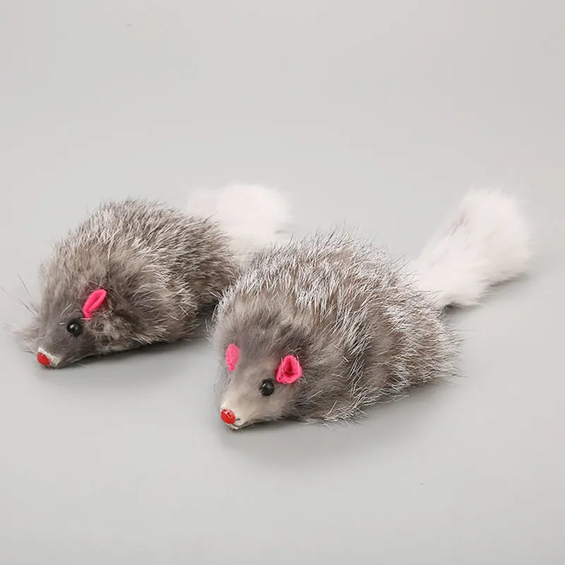 1 jouet en peluche pour chat et chien, fausse souris, 18 cm, à poils longs