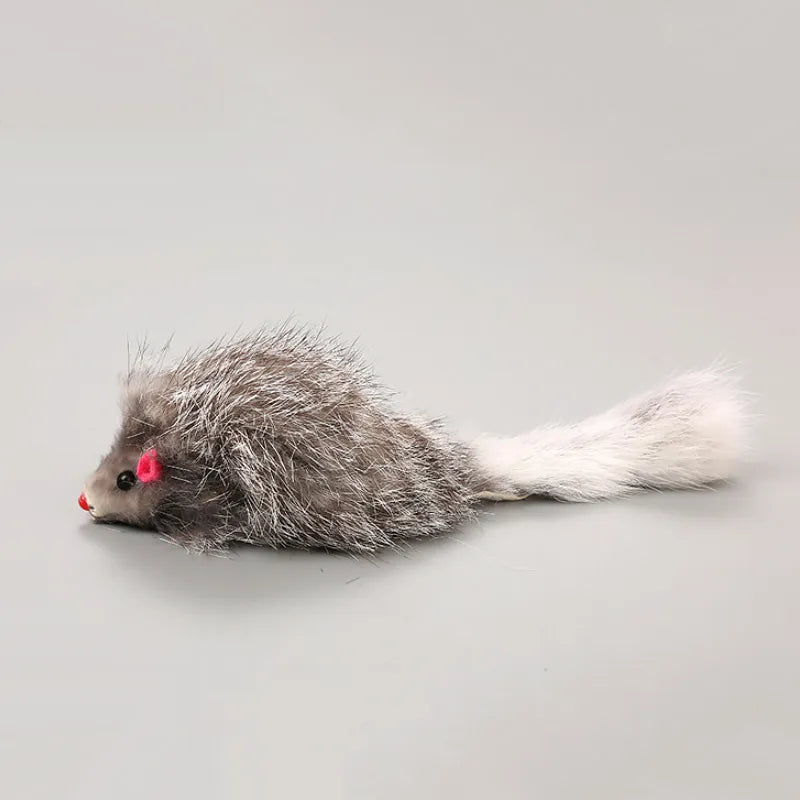1 jouet en peluche pour chat et chien, fausse souris, 18 cm, à poils longs