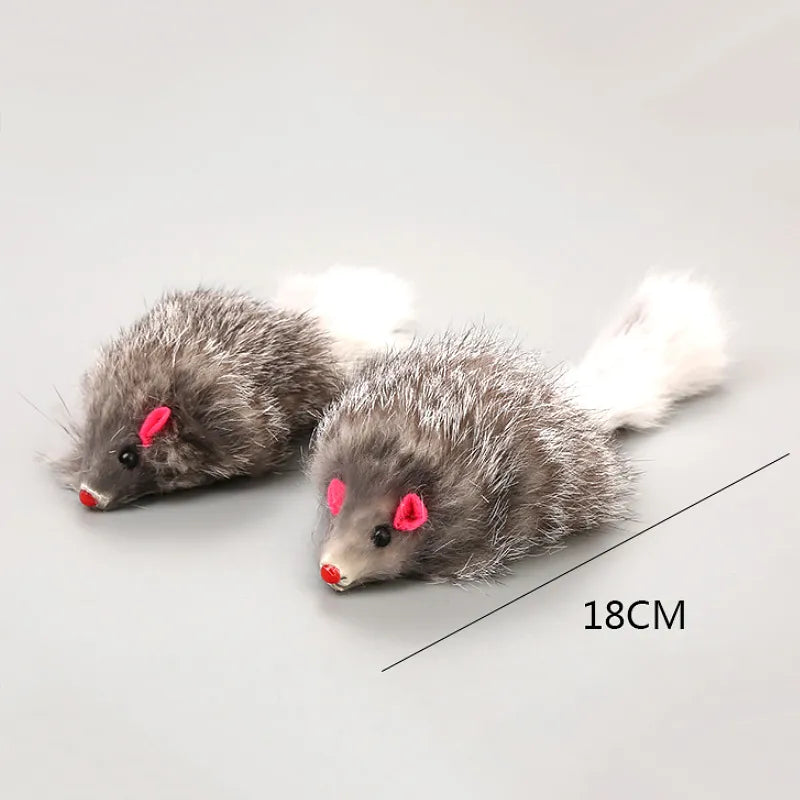 1 jouet en peluche pour chat et chien, fausse souris, 18 cm, à poils longs
