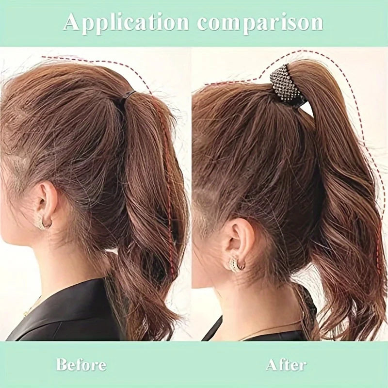 Fashion Pearl Rhinestone Metal Hair Clip Women Girls Mini High Ponytail Holder Crystal Hair Claws Elegant Party Headdress