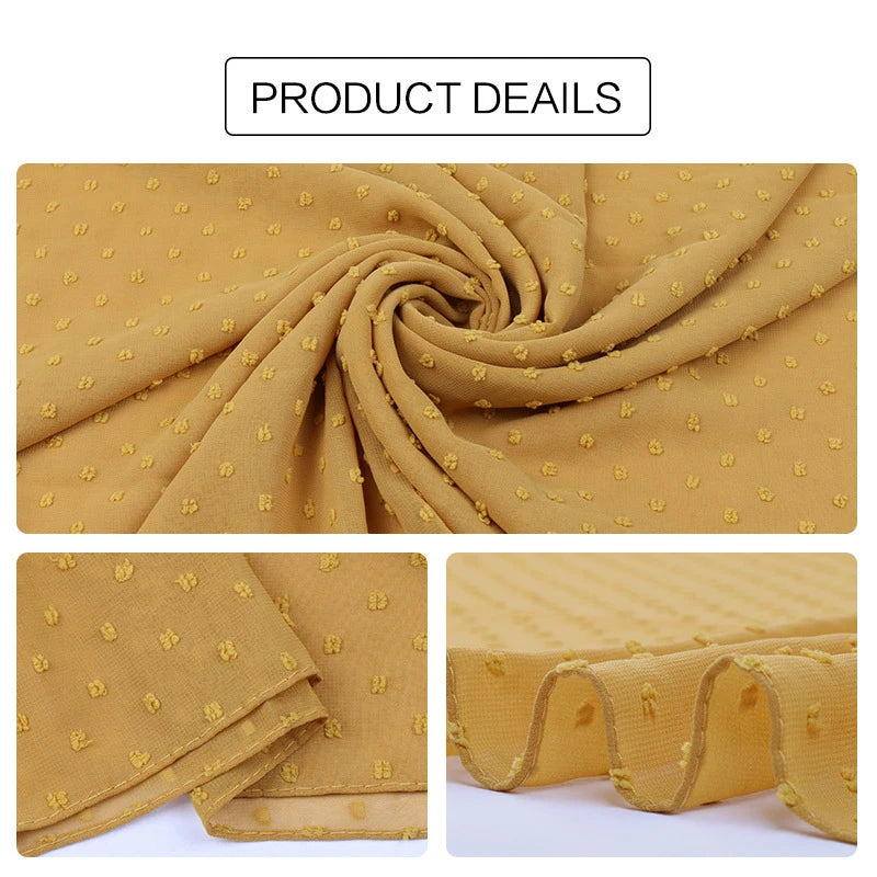 Foulard en mousseline de soie à bulles de couleur unie, hijab à double boucle, hijab instantané pour femmes musulmanes, châle de tête, hijab islamique prêt à porter