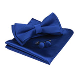 Ensemble de nœuds papillon solides de différentes tailles, haut et bas, nœud papillon uni pour homme, mouchoir, boutons de manchette, coffret cadeau pour hommes, cravates de mode de mariage
