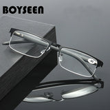 BOYSEEN Titanium alloy Nearsighted Glasses Non spherical 12 Layer Coated Minus lenses Business Myopia Eyeglasses -0.5 -1.0 -1.25