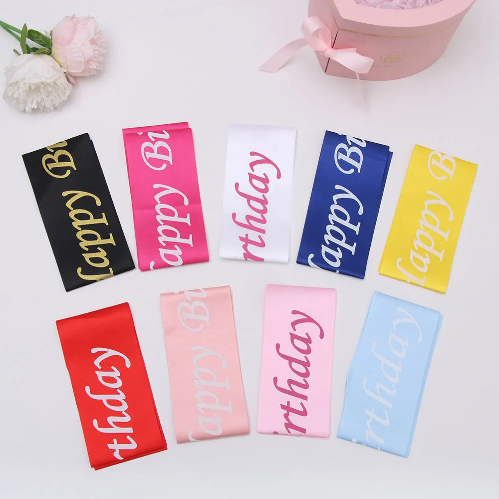 1 ceinture en satin pailleté « Joyeux anniversaire » pour fille, accessoire de décoration de fête, style sirène