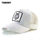 Casquettes de baseball brodées de loup pour hommes, casquette snapback en maille, chapeaux pare-soleil pour femmes, chapeau hip-hop en coton de couleur unie, camionneur
