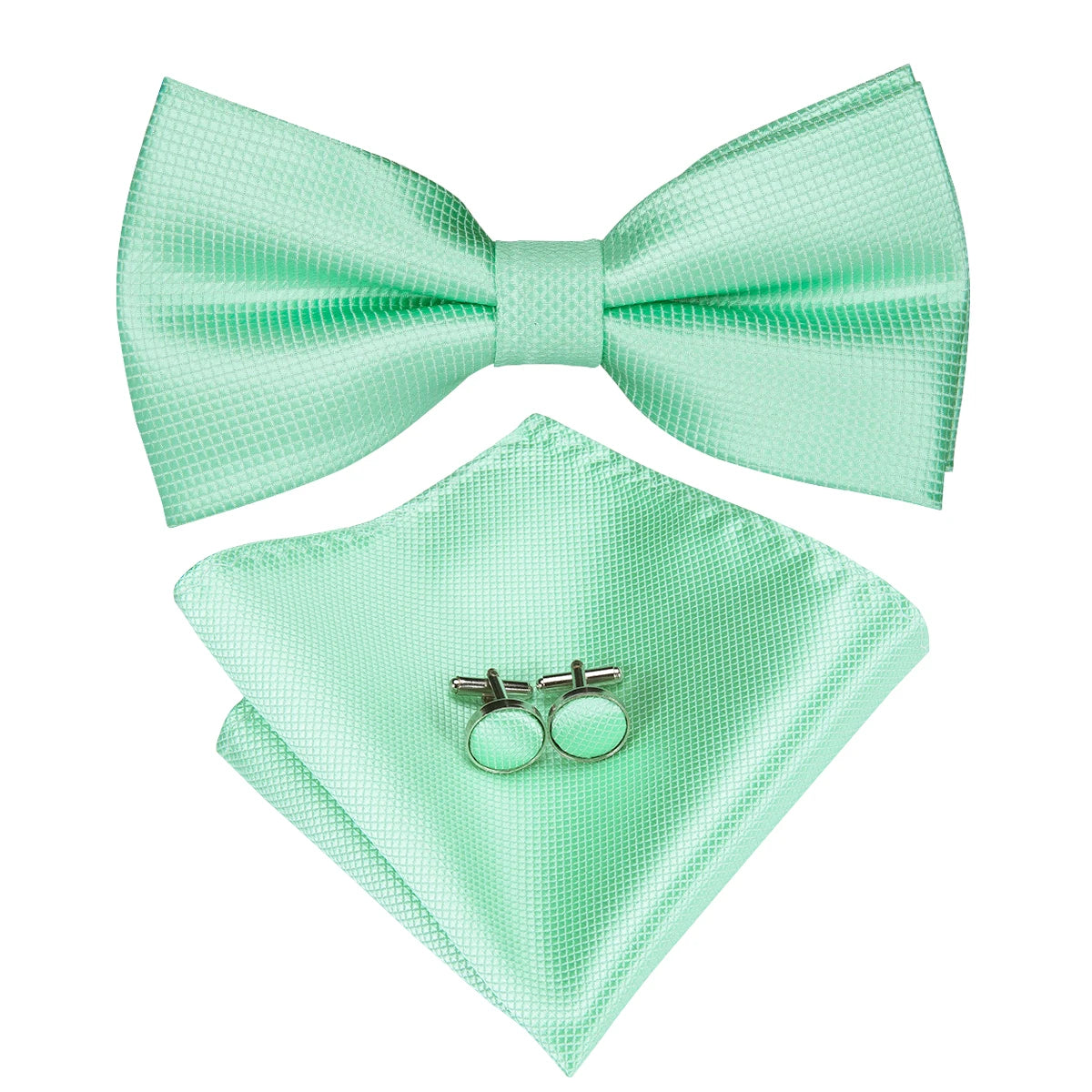 Dropshipping Solid Silk Mens Bow Tie Hanky Cufflinks Set Pre-tied Butterfly Knot Bowtie Wholesale for Male Wedding Business