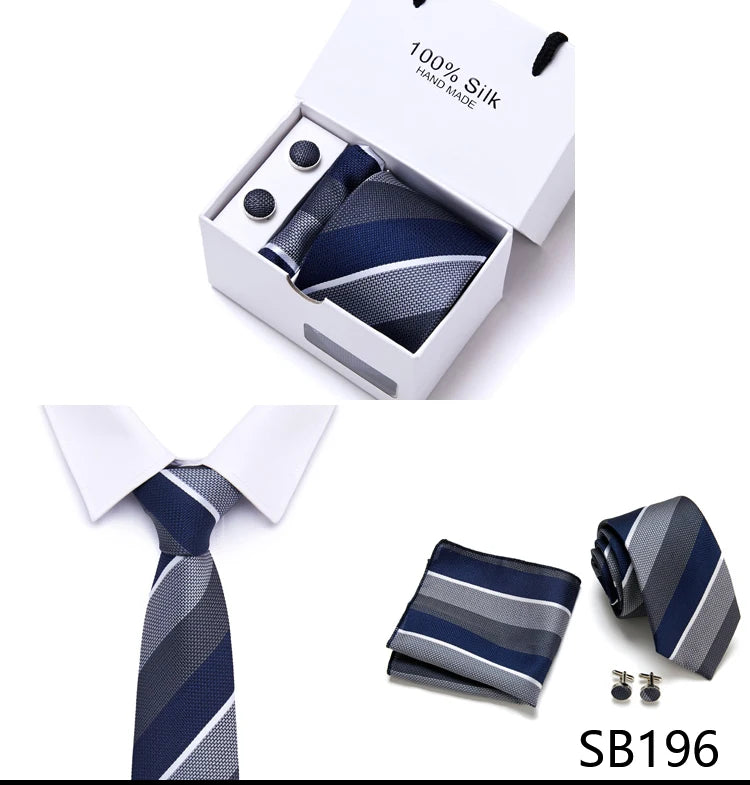 Cravates de marque 100 % soie, coffret cadeau, bureau, homme, classique, fête, mariage, rayées, 7,5 cm, soie, mariage, motif floral, cravate, mouchoir