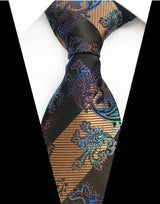 Corbatas de seda tejidas en jacquard con diseño de cachemira a cuadros para hombre, corbatas de 8 cm a rayas para trajes de negocios, bodas y fiestas.