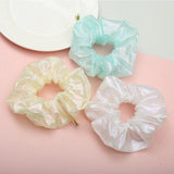 Metallic Laser Elastic Hair Band for Girls Shiny Transparent Scrunchies for Hair Rubber Ties Ponytail Holder Solid Stretch