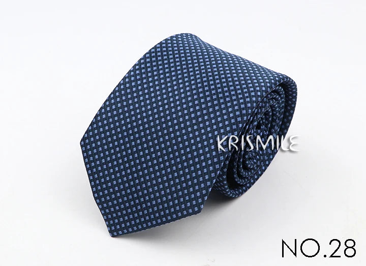 Nouvelle cravate classique à rayures et pois pour homme, jacquard, 7 cm, en polyester, étroite, slim, pour mariage, marié, affaires, costume, chemise, cadeau