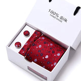 Cravates de marque 100 % soie, coffret cadeau, bureau, homme, classique, fête, mariage, rayées, 7,5 cm, soie, mariage, motif floral, cravate, mouchoir