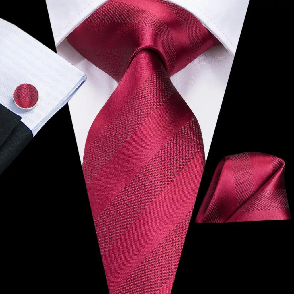 Hi-Tie Coffret cadeau cravate homme vin rouge bordeaux cachemire soie mariage cravate pour homme design tendance qualité mouchoir boutons de manchette livraison directe