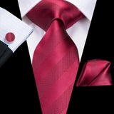 Hi-Tie Coffret cadeau cravate homme vin rouge bordeaux cachemire soie mariage cravate pour homme design tendance qualité mouchoir boutons de manchette livraison directe