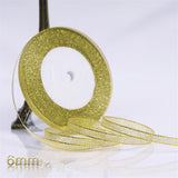 Gold-/Silber-Organzaband aus Seidensatin, 0,6–5 cm, glitzernd bestickte Zwiebelbänder für Hochzeitstorten, Geschenkdekoration, Bastelbedarf
