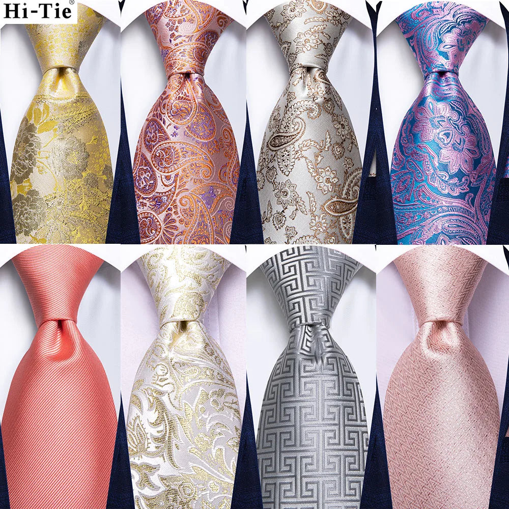 Cravate de mariage en soie à motif cachemire orange et argent pour homme, style créateur, avec boutons de manchette, style tendance, pour soirées d'affaires, livraison directe