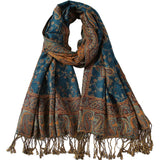 Pashmina Seidenschal Schal Wickel Paisley Jacquard Blumen Bordüren Rave 2 Lagen Wendbar Klassische Quasten Für Damen 70X180cm 200g