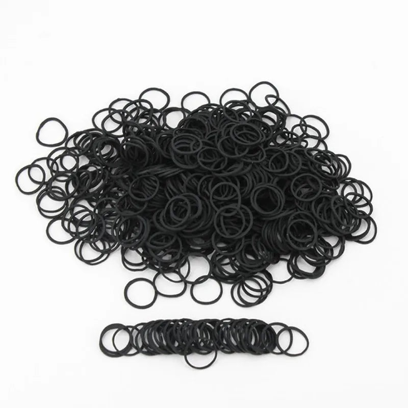 Mini élastiques noirs pour cheveux, 0,6 x 0,9 cm, pour fournitures de bureau, école, maison