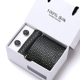 Cravates de marque 100 % soie, coffret cadeau, bureau, homme, classique, fête, mariage, rayées, 7,5 cm, soie, mariage, motif floral, cravate, mouchoir