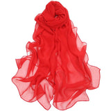 Foulard en soie georgette de couleur pure pour femme, foulard de voyage monochrome, châle de plage, vente en gros