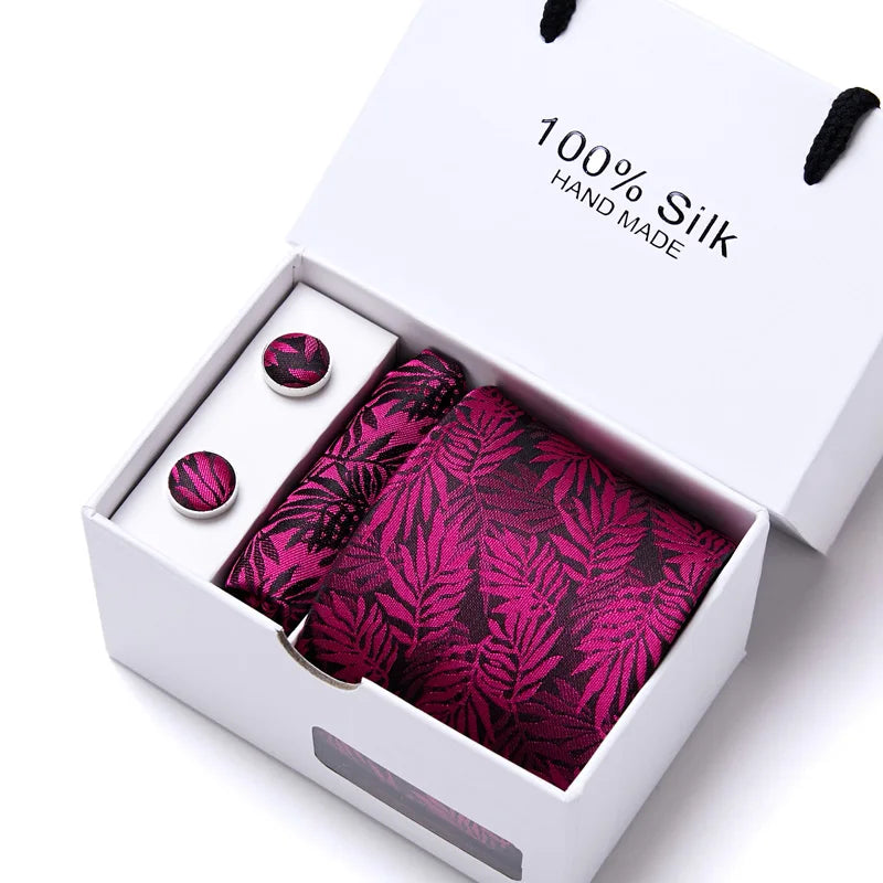 Cravates de marque 100 % soie, coffret cadeau, bureau, homme, classique, fête, mariage, rayées, 7,5 cm, soie, mariage, motif floral, cravate, mouchoir